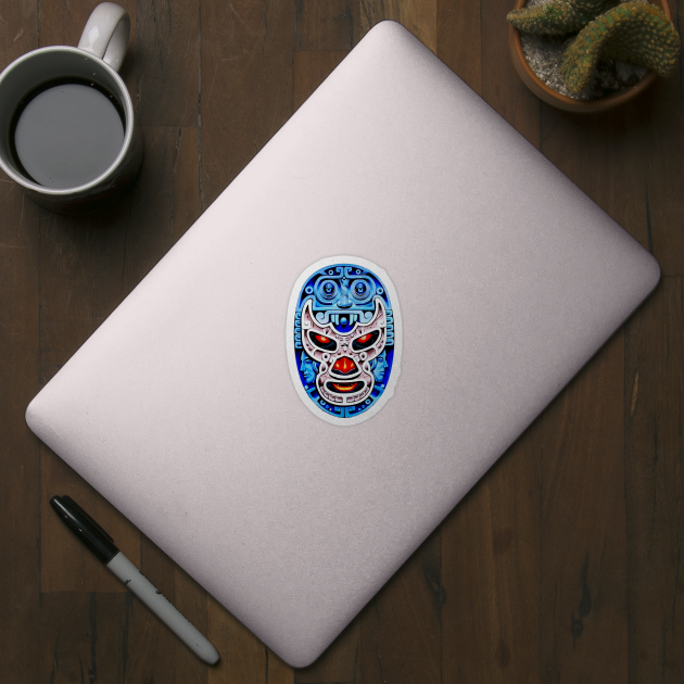 Feel-Ink Blue Demon Lucha Libre Wrestler Aztec Design by FeelInksense